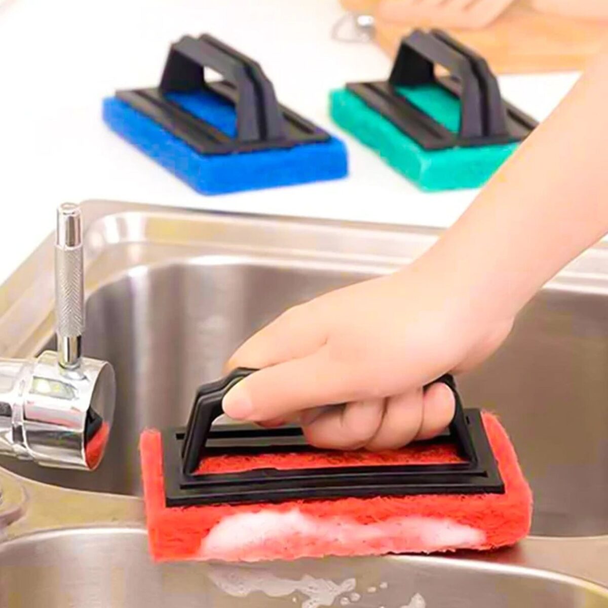 Handle Scrubber Brush widely used by all types of peoples for washing utensils and stuffs in all kinds of bathroom and kitchen places etc. - Image 5