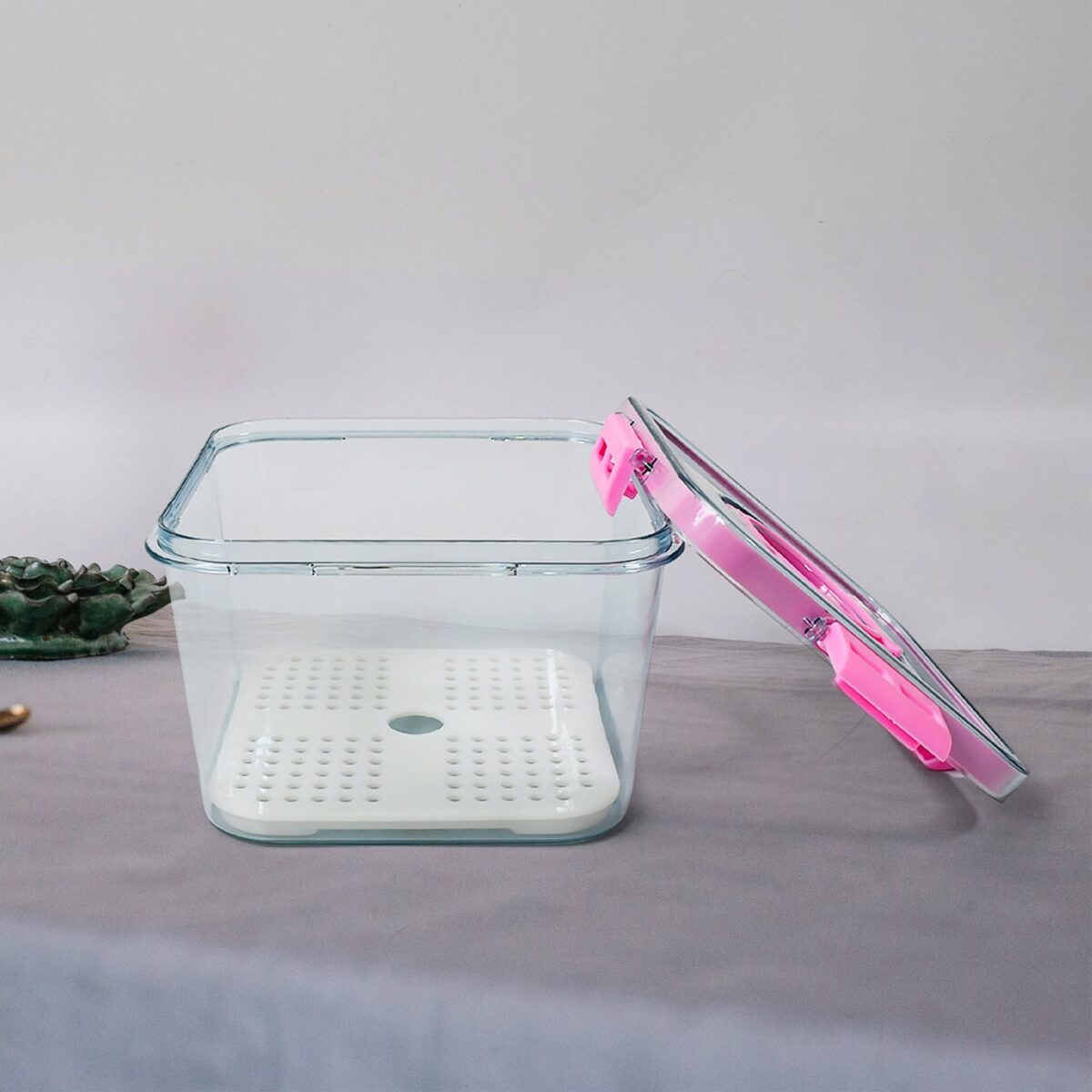 High Quality Plastic Food Storage Container Clear Washable Refrigerator Food Box Food Container Fruit Box Container with Lid (1400 ML) - Image 4