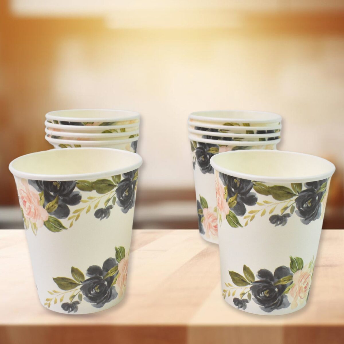 Disposable Paper Cups, Disposable Tea, Coffee Cups (10 Pcs Set / Mix Color & Design) - Image 1