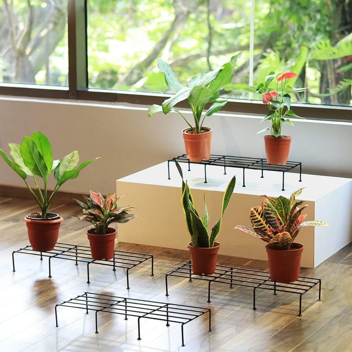 Metal Rectangle Flower plant stand for balcony (60Ãƒâ€”20 Cm / 2 Pc Set) - Image 3