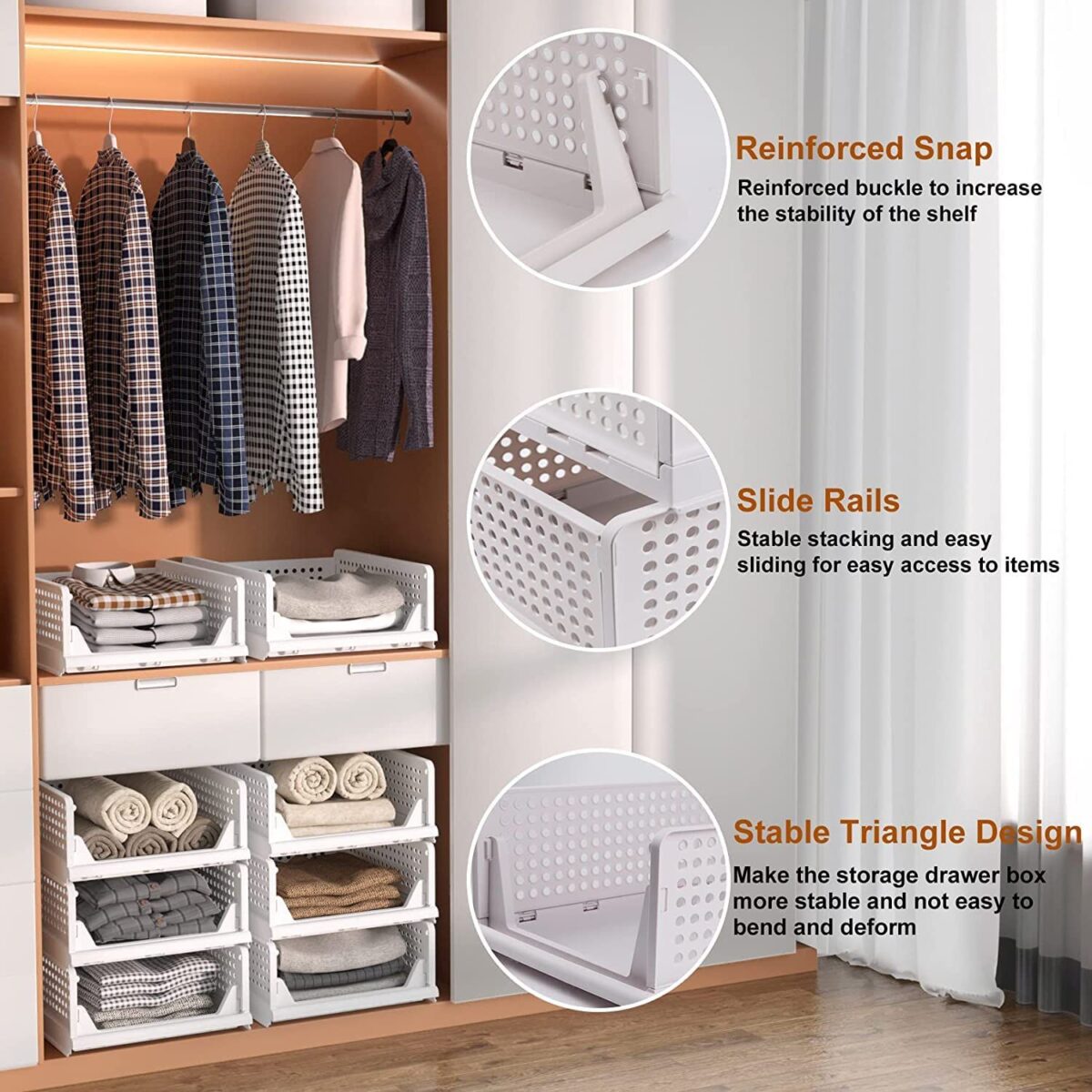 3 Layer Clothes Organizer for Wardrobe Cupboard Organizer for Clothes Foldable and Stackable Closet Organizer Drawer Organizer for Clothes, Multi Purpose Plastic Drawer - Image 6