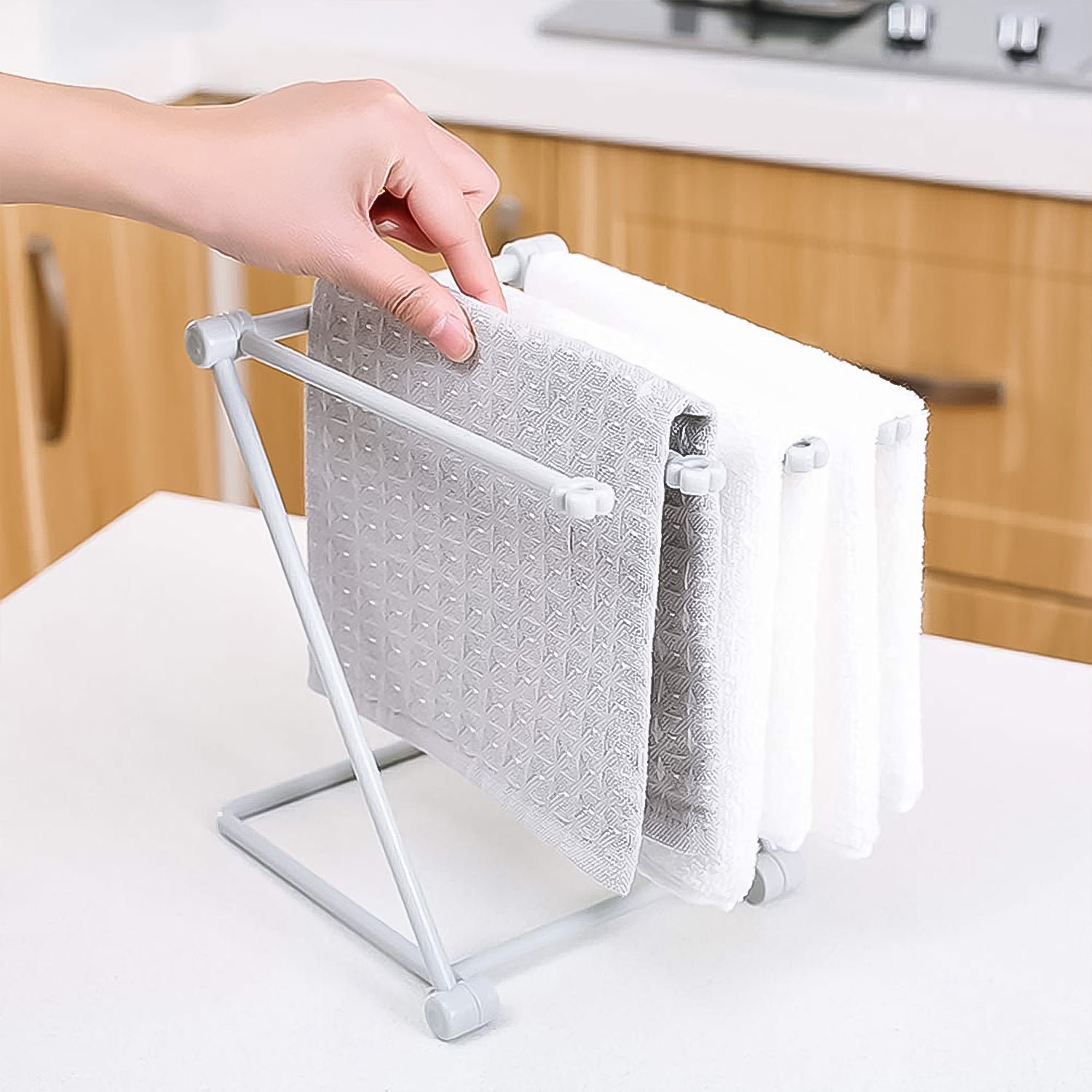 02_aa726901-38a6-4a91-b8a3-3bead7b679ed.jpg Folding Kitchen Bathroom Towel Rack, Towel Stand (1 Pc) - Image 4
