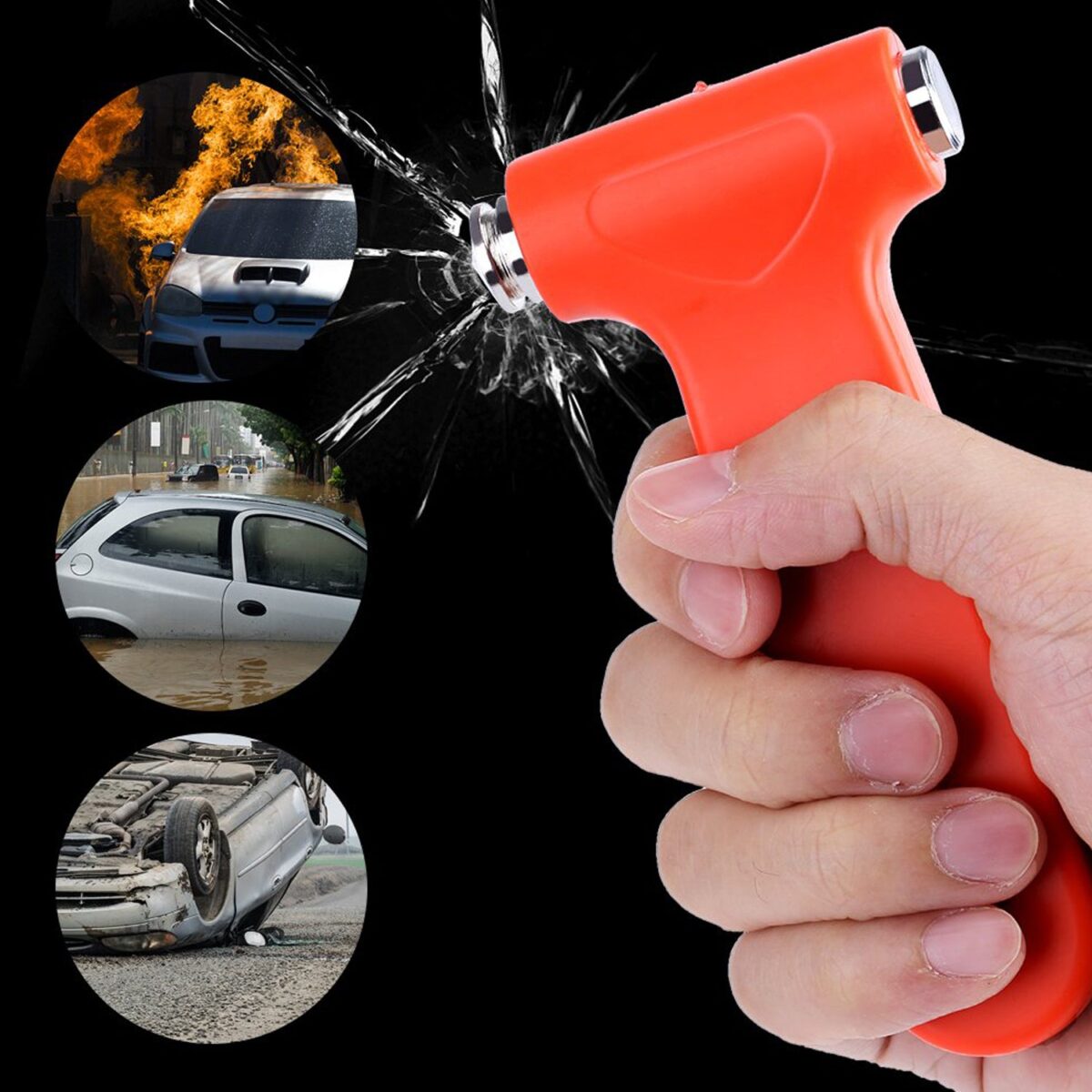 Car Safety Hammer - Emergency Rescue Tool with Window Breaker & Seatbelt Cutter - Image 1