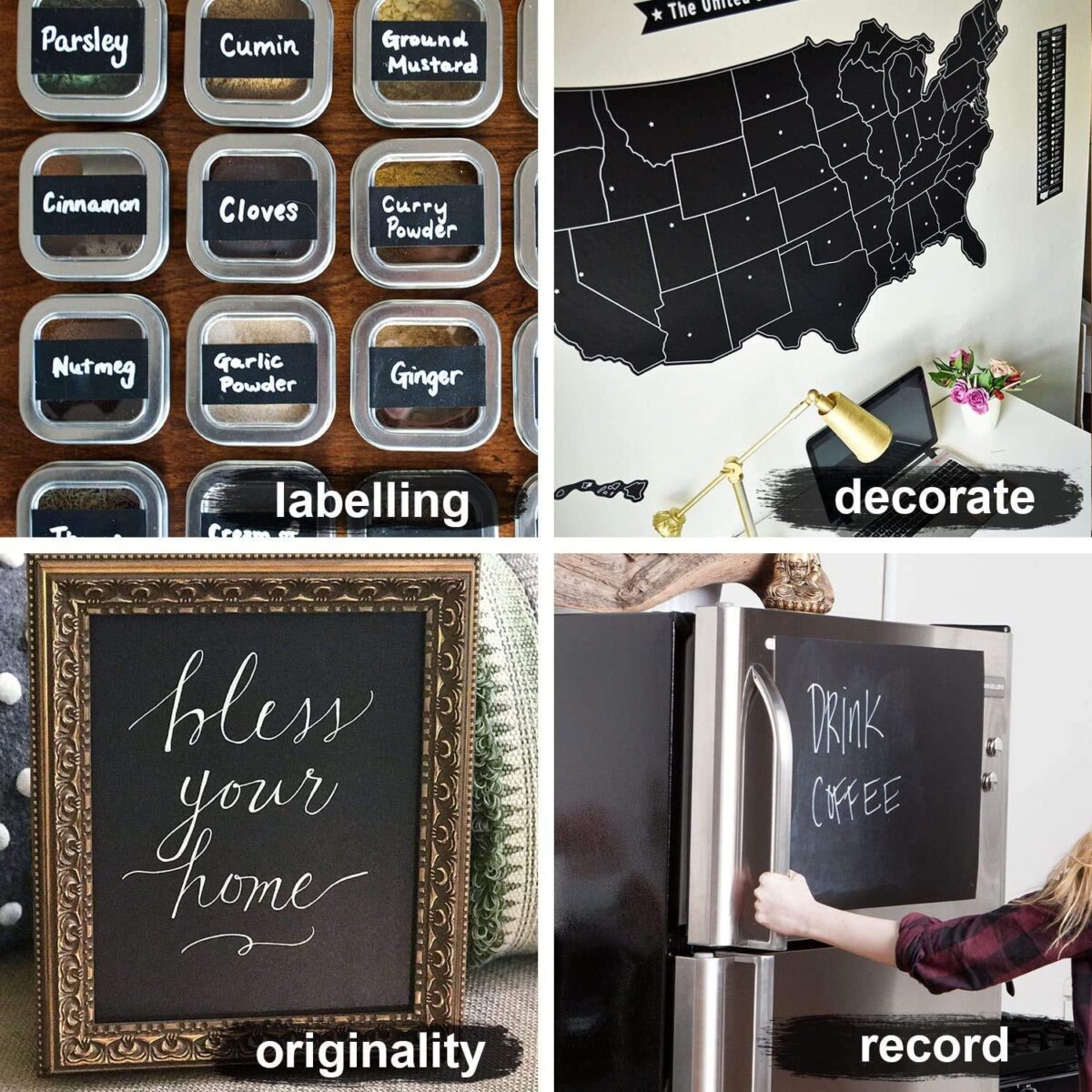 Blackboard Erasable Wall Sticker Chalkboard Sticker Removable Blackboard Wall Stickers Mural for Kids Room - Image 1
