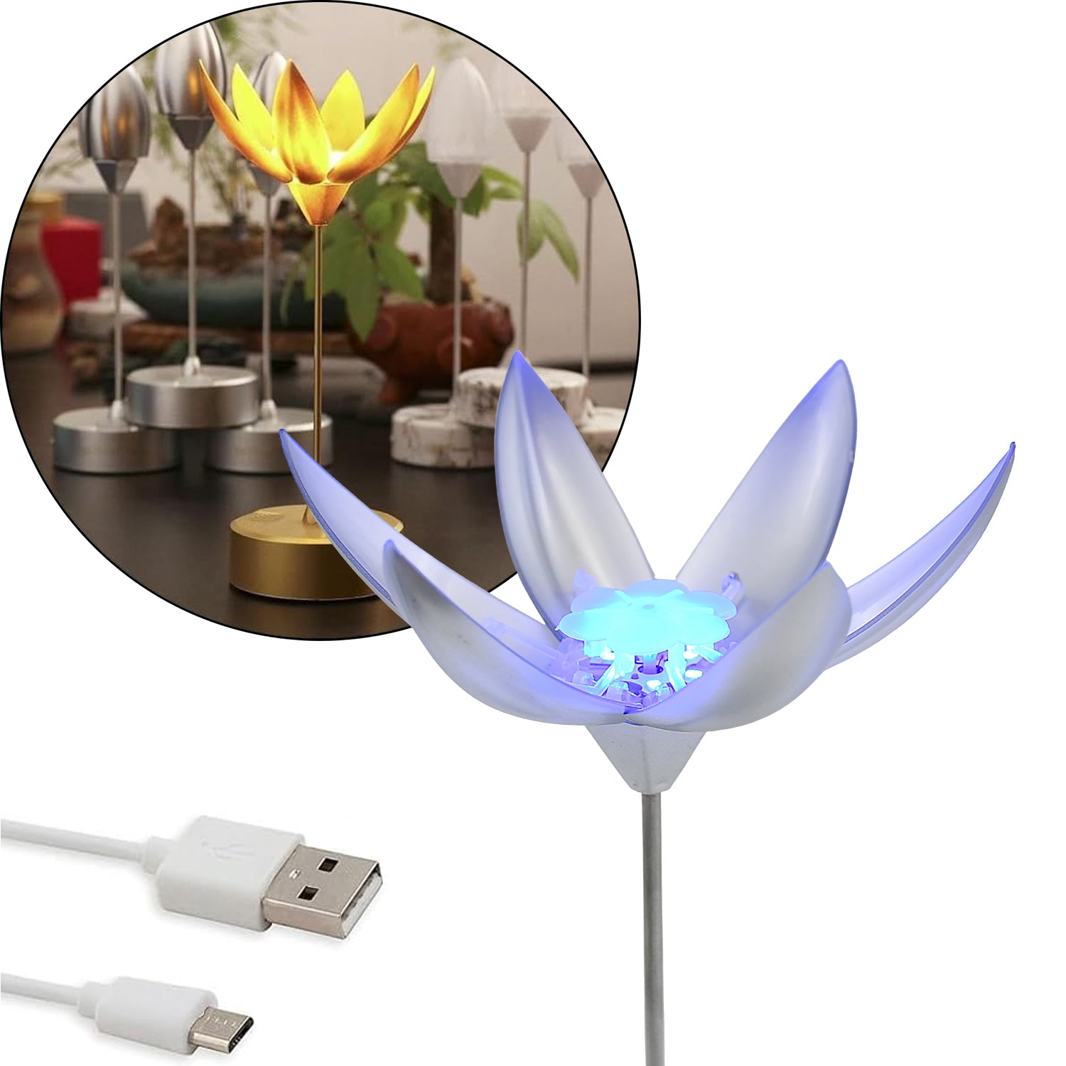 02_ae67e3f1-3fb3-46b0-92b3-8f3f09c04aaf.jpg Lotus Flower Lamp with Music, Touch Open and Close, USB Rechargeable (1 Pc / Only One Color) - Image 3