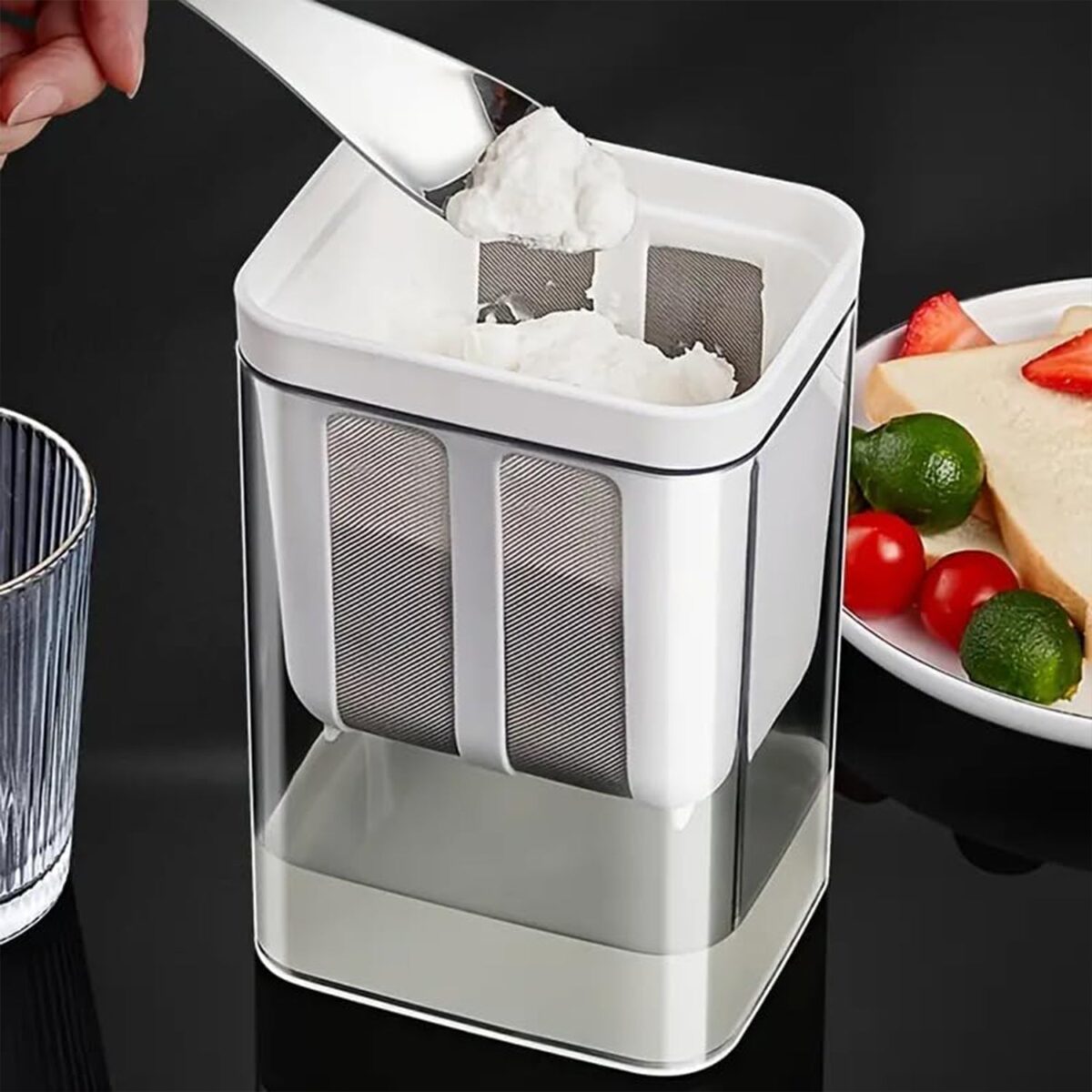 2 in 1 Yogurt Strainer with Storage Box Ã¢â‚¬â€œ 1400ml (Plastic + Steel) - Image 6