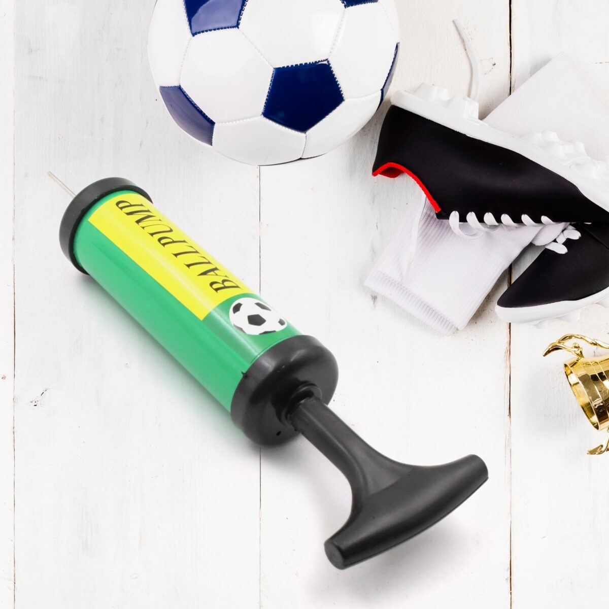 Inflator Air Ball Pump Soft Bouncing Ball Development Kids Toy, Sports Plastic Pump for Soccer, Basketball, Football, Volleyball Ball (17 Cm) - Image 1