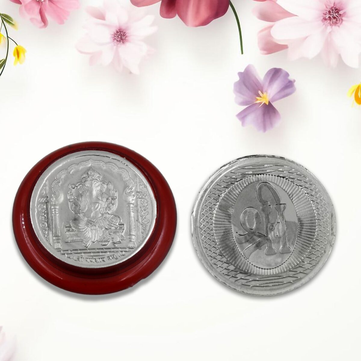 Ganesh Ji, Silver color Coin for Gift & Pooja | Silver Coin | Silver Coin / Diwali Gift (1 Pc / (Metal is not silver) - Image 3