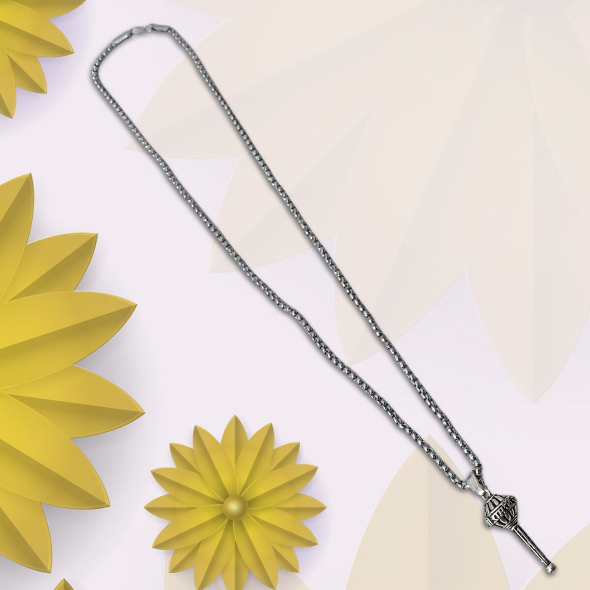 Silver Chain With Gada Pendant / Locket (1 Pc) - Image 6