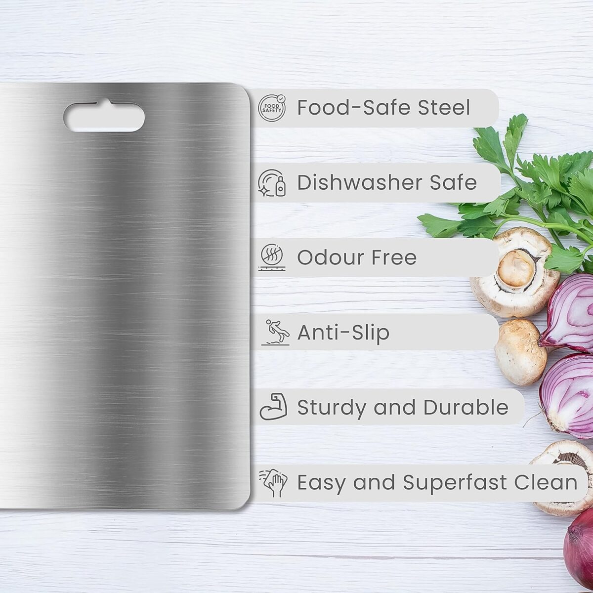 Stainless Steel Vegetable & Fruit Cutting Chopping Board (31Ãƒâ€”20 Cm / 1 Pc) - Image 3