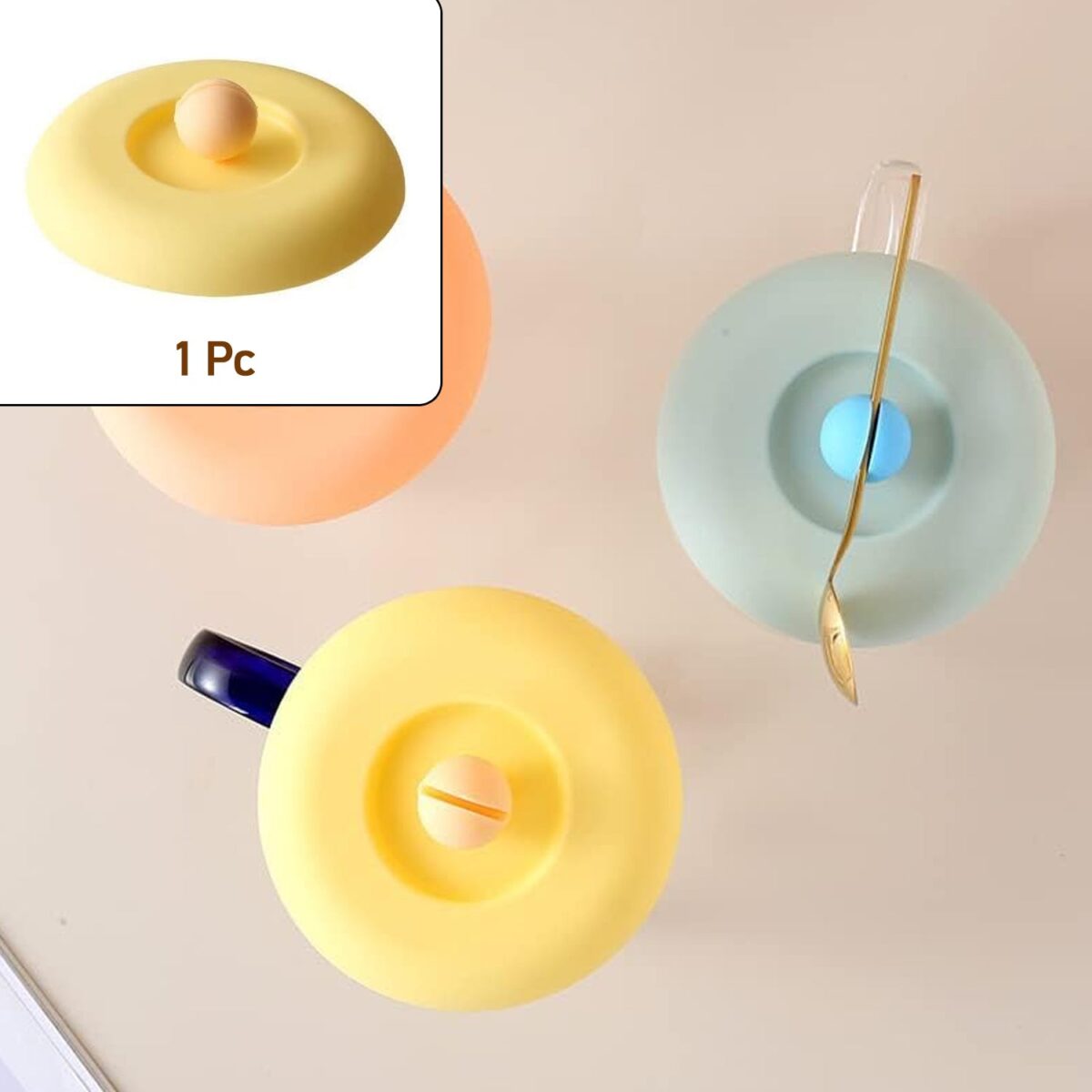 Cup / Mug Lid Dust Proof Silicone Rubber Airtight Seal (Cup & Spoon Not Included Only Lid/ 1 Pc) - Image 1