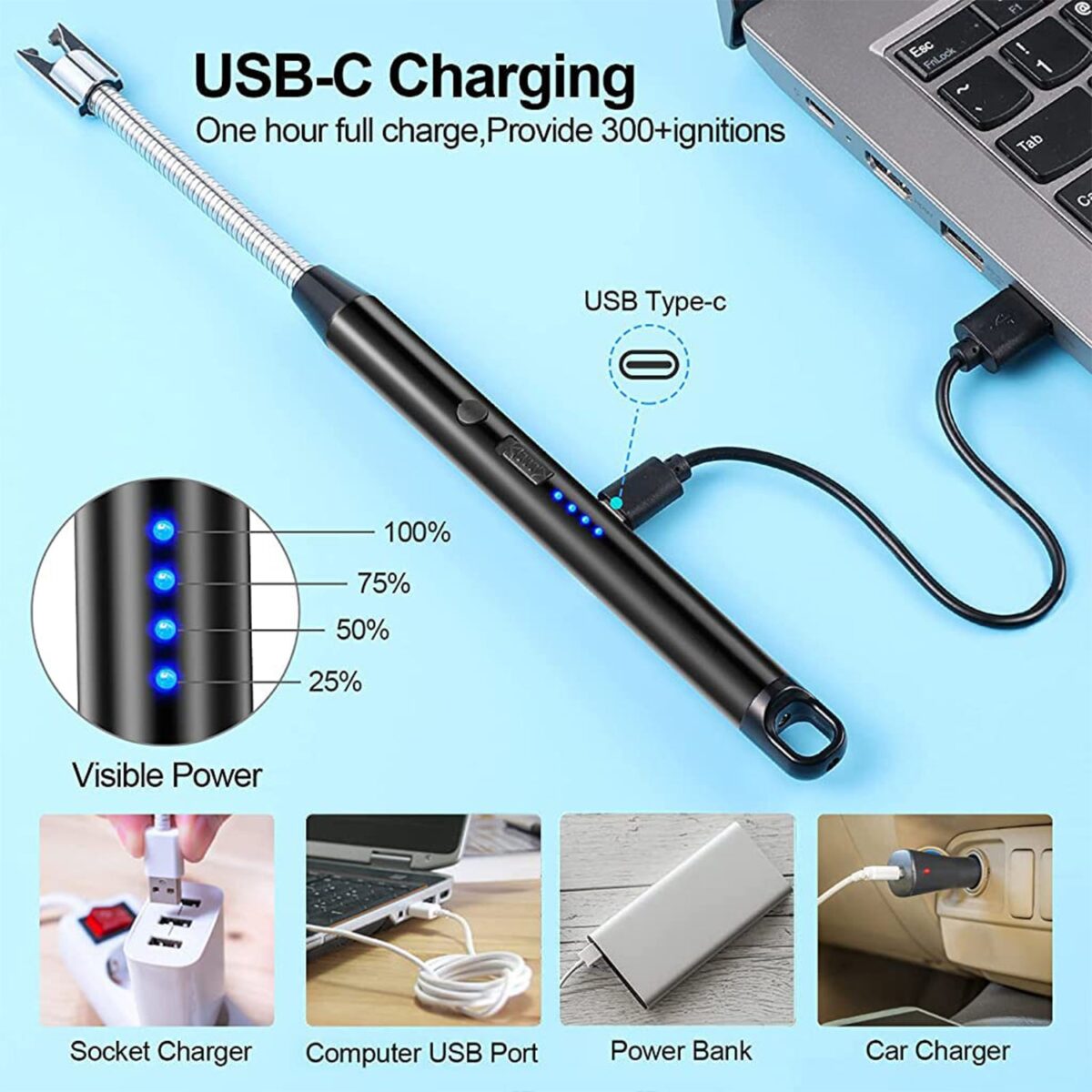 Long Flexible USB Rechargeable Electric Arc Lighter Ã¢â‚¬â€œ Windproof, Flameless Plasma - Image 3