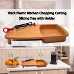 Thick Plastic Kitchen Chopping Cutting Slicing Tray with Holder - Image 3