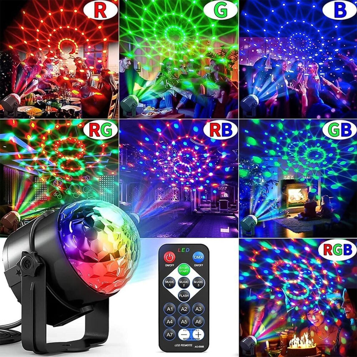 Party Lights, DJ Stage Light Disco Ball Light USB Charging Party Stage Lamp Party Light for Home Bar Car Wedding Holiday Party, Party Gift Kids Birthday - Image 3