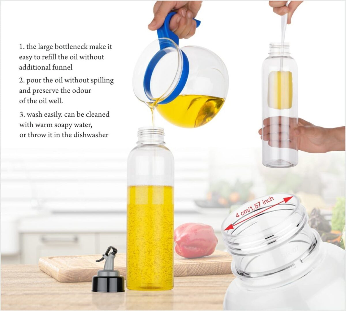 1L Oil Dispenser with Lid & Drip-Free Spout - Image 5