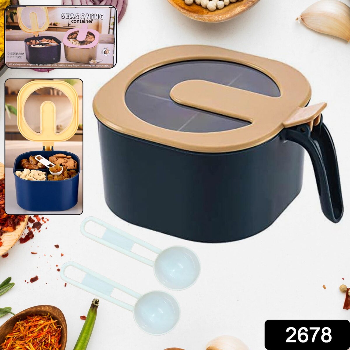 Fancy 4-Section Masala Box for Kitchen Storage (Spice Container) - Image 2