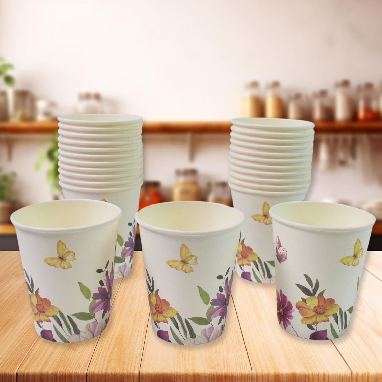 02_e69310b7-33ac-4402-977e-6797fed20a63.jpg Disposable Paper Cups, Disposable Tea, Coffee Cups (24 Pcs Set / Mix Color & Design) - Image 1