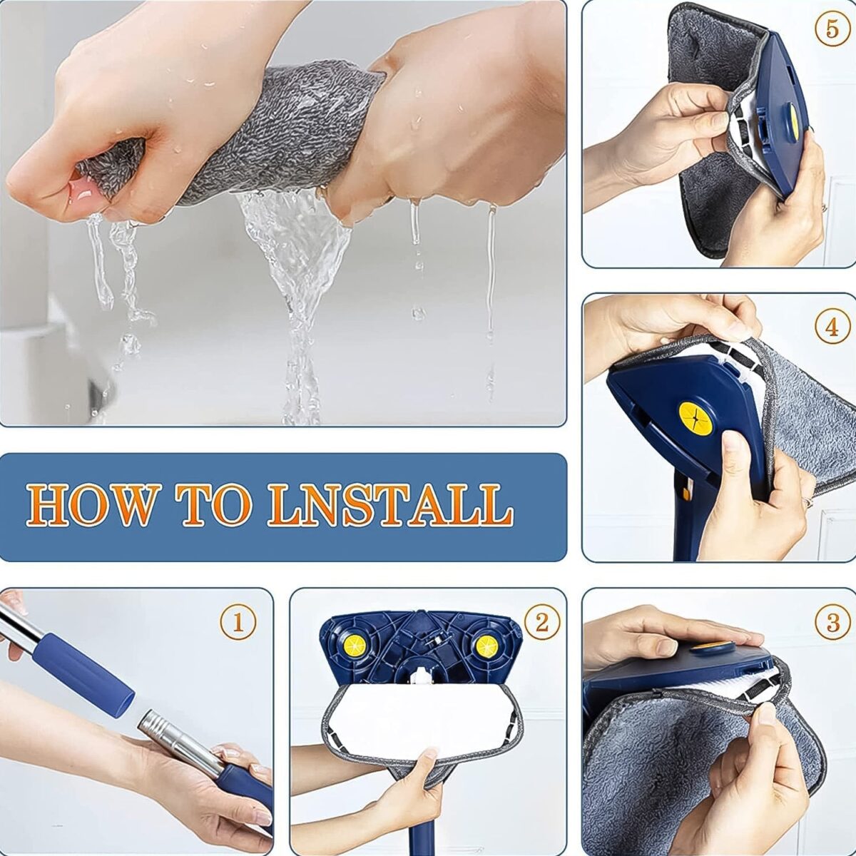 360Ã‚Â° Rotatable Mop Triangle Mop with Long Handle (1 Pc / 113 Cm) - Image 4
