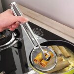 2In1 Stainless Steel Filter Spoon with Clip Food Kitchen Oil-Frying Multi-Functional - Image 8