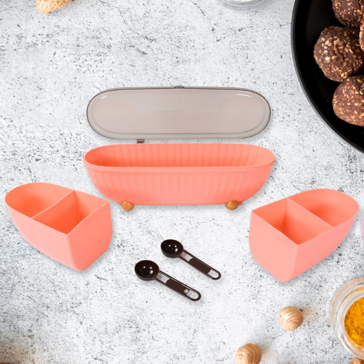 8255Ã‚Â Spice Bottle Spice Jar Durable Spice Seasoning Box, Jar Food Grade Spoon Seasoning Case for Kitchen / Dry fruit Tray (1 Pc) - Image 3