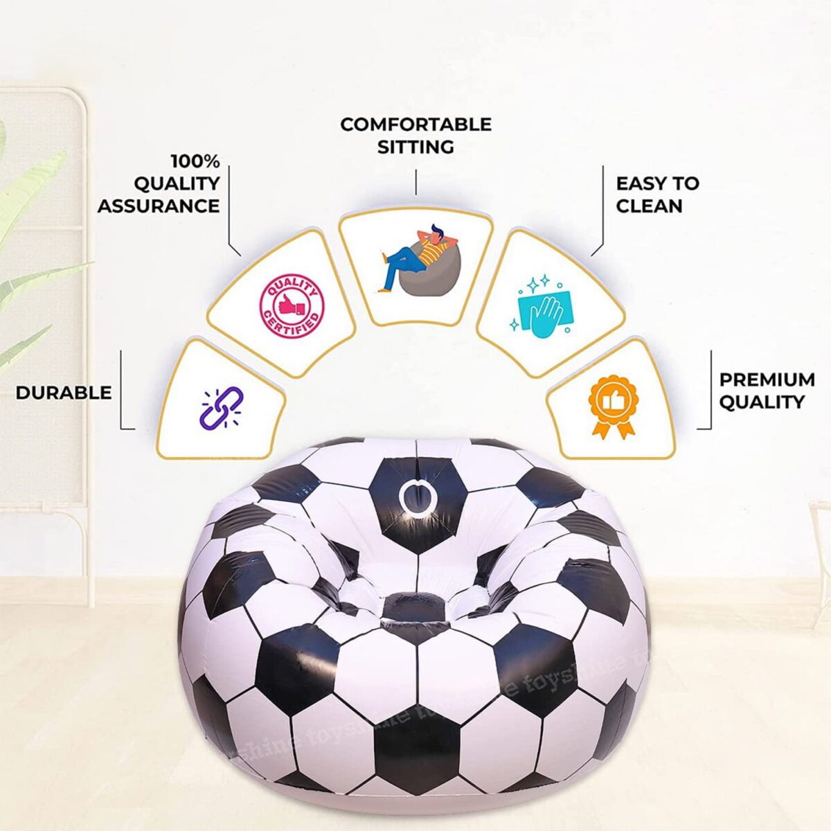 Foldable Sofa, Cartoon Style Inflatable Folding Chair, Ball Chair, Inflatable Sofa for Adults, Kids size (110cm x 80cm) - Image 4