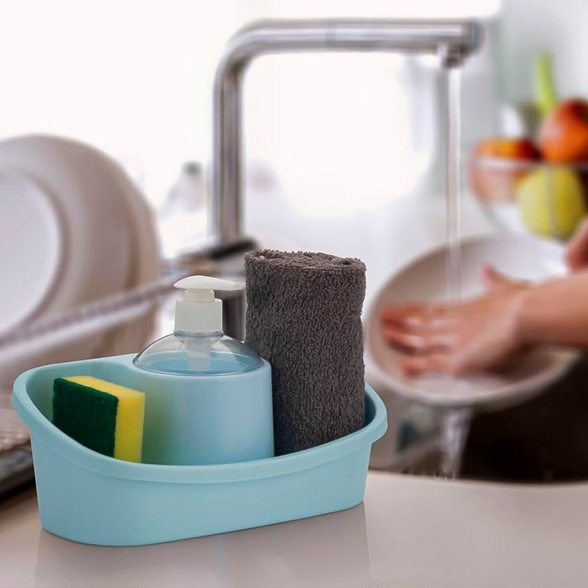 3 in 1 Hand wash Liquid Soap Dispenser with Sponge Holder (1 Set) - Image 3
