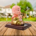 Solar Power Moving Head Buddha Statue Car Ornament (1 Pc / Mix Color) - Image 3
