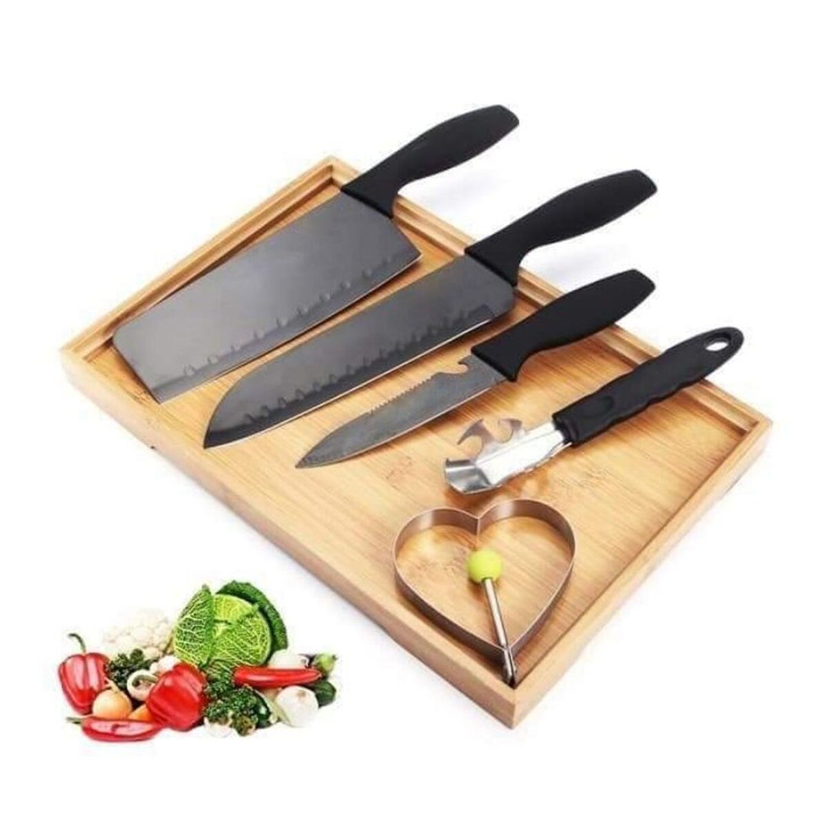 Stainless Steel Chef Knife Set, 5pc Kitchen Cutlery - Image 1