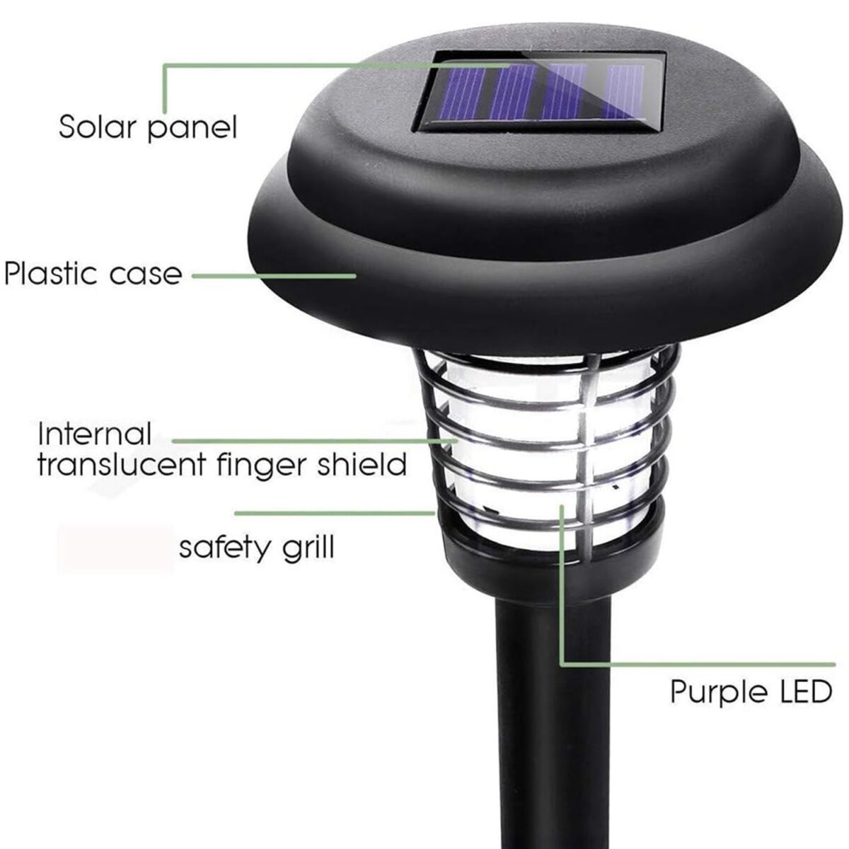 Garden Lighting UV LED Solar Powered LED Mosquito Trap / Bug Zapper  (2 Pc) - Image 6
