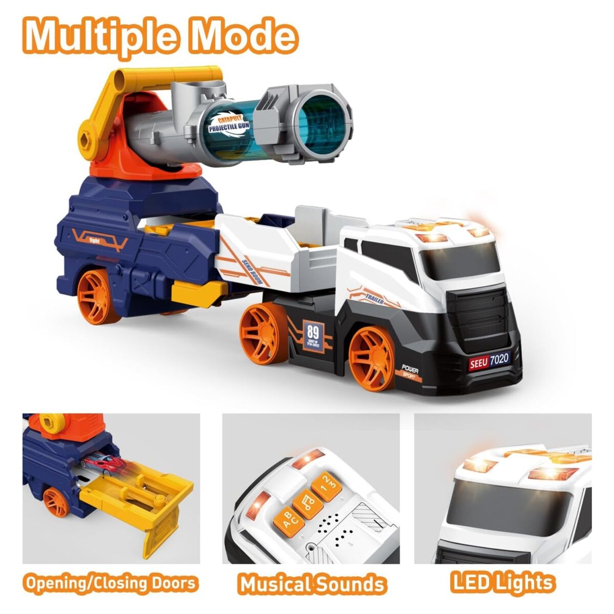 Large Truck Toys Include 2 Racing Cars+4 Ball, with Light & Sounds (Battery Not Included) - Image 4