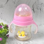 Plastic Baby Feeding Bottle with Handles, Cleaning brush & Straw (240 ML / 1 Pc) - Image 4