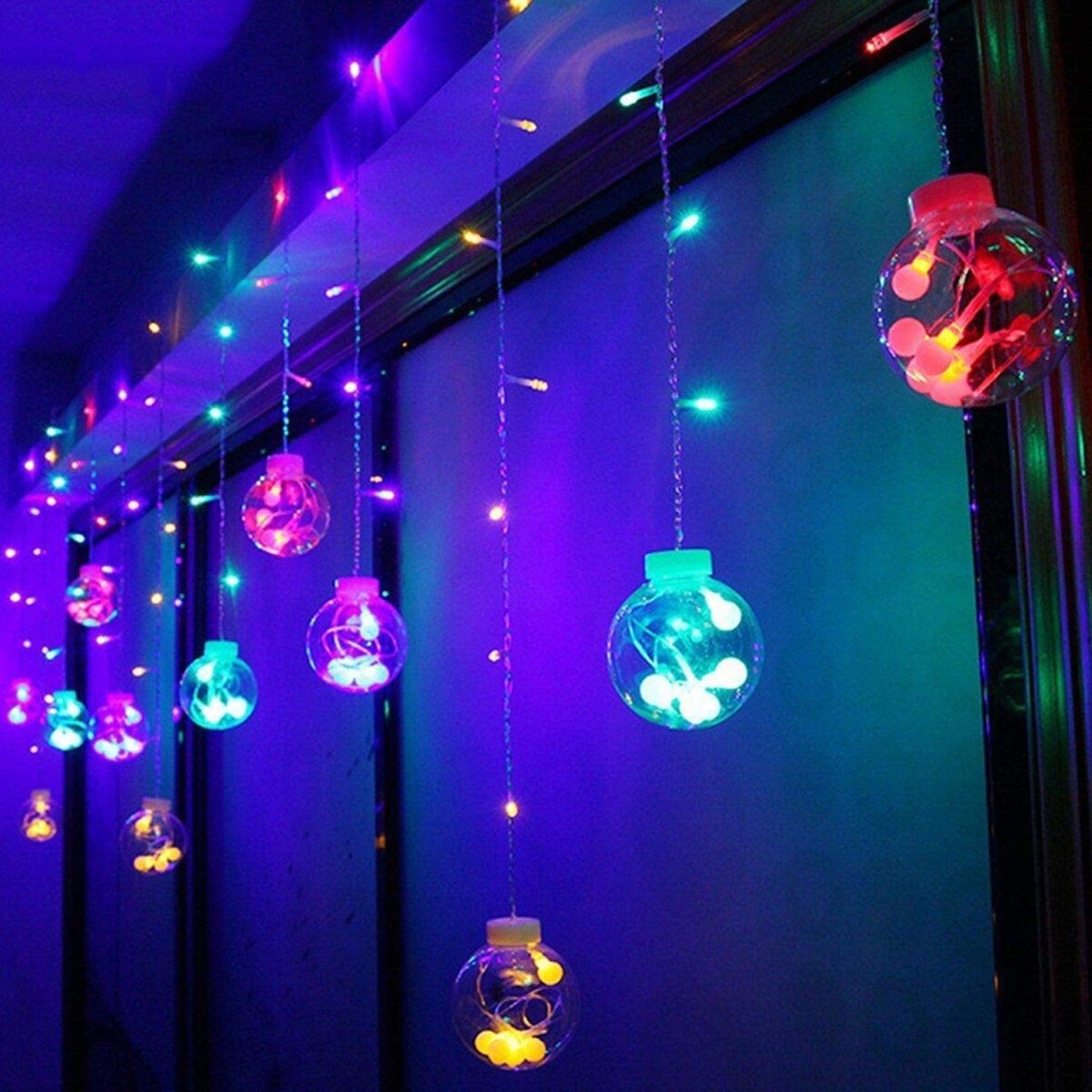 12  Wish Balls Window Curtain String Lights with 8 Flashing Modes Decoration for Home Decoration, Diwali & Wedding LED Christmas Light Indoor and Outdoor Light ,Festival Decoration (Plastic, Multi Color) - Image 6