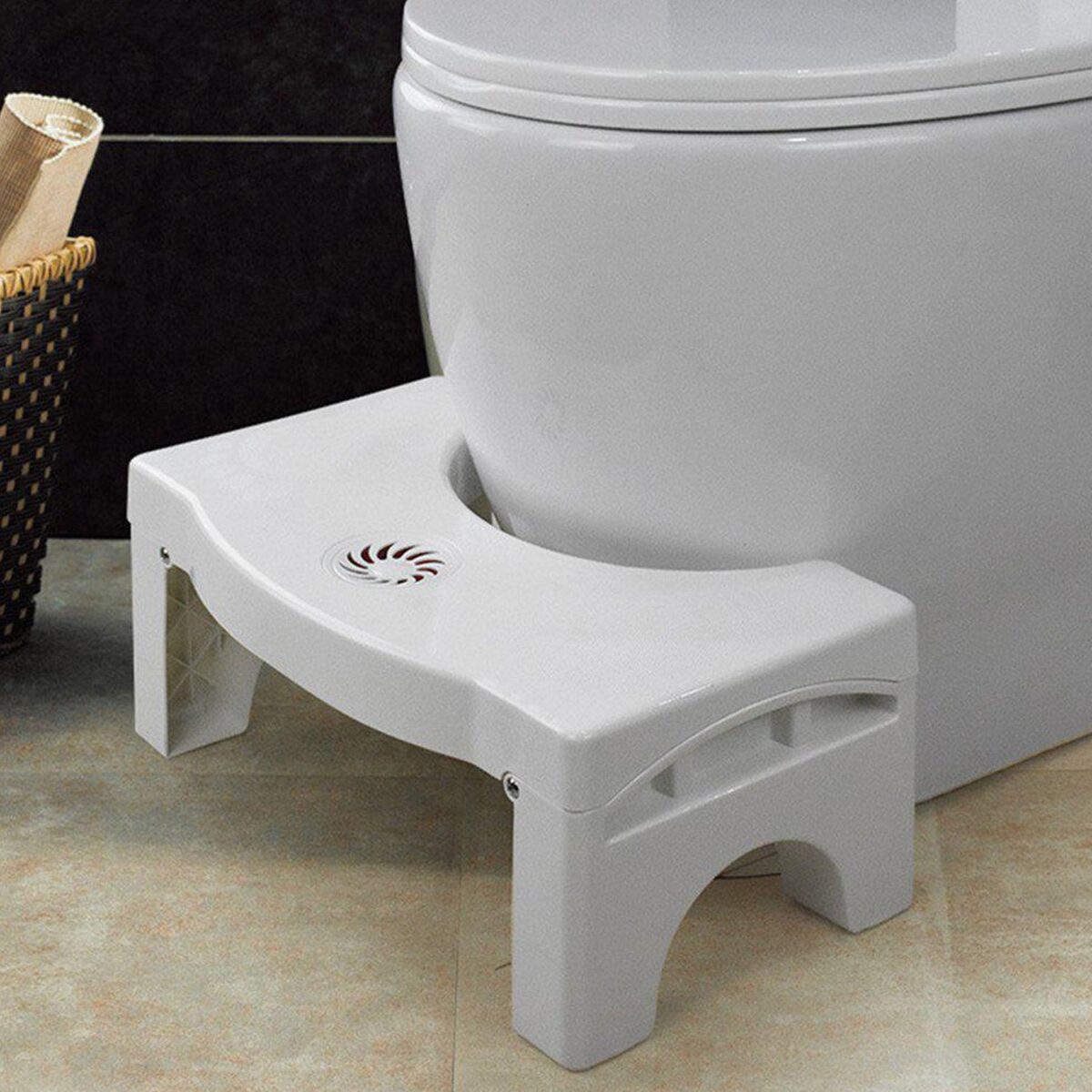 Plastic Non-Slip Folding Toilet Squat Stool - White Color - Image 3