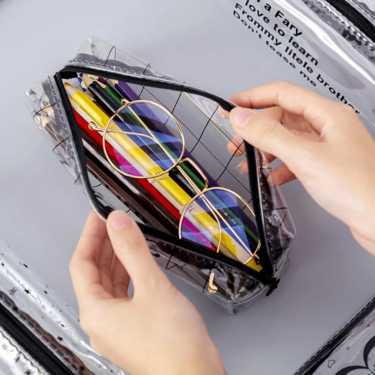 Transparent Pencil Pouch With Zipper (1 Pc) - Image 4