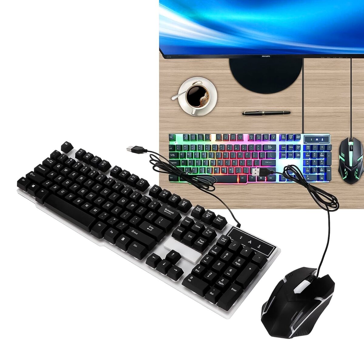 104 Key Colorful Lighting Keyboard Mouse Set (2 Pc Set) - Image 7
