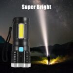 Multifunctional Strong 4 LED Torch Light, Portable Rechargeable Flashlight Long Distance Beam Range 800 Lumens COB Light 4 Mode Emergency for Hiking, Walking, Camping (4 LED Torch) - Image 7