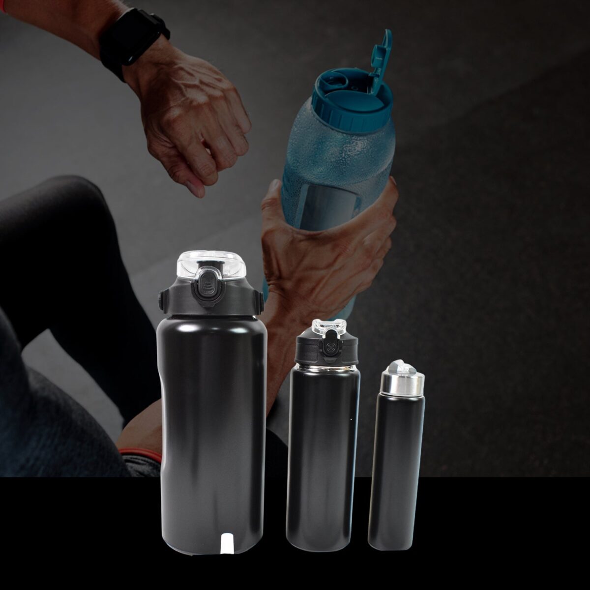 3 In 1 Stainless Steel Insulated Water Bottle, Double Wall Vacuum (3 Pcs Set / Different Size) - Image 4