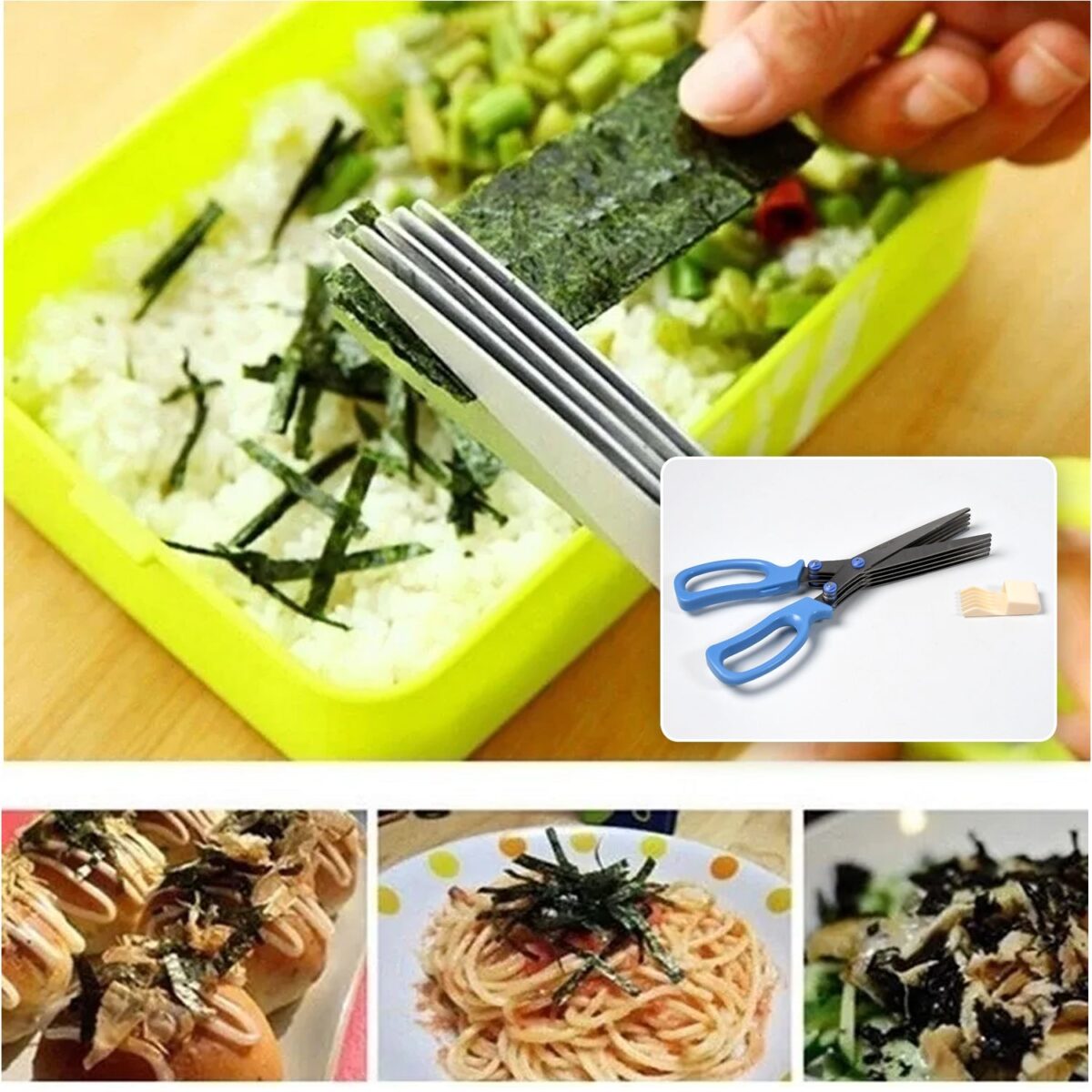 MULTIFUNCTION VEGETABLE STAINLESS STEEL HERBS SCISSOR WITH 5 BLADES - Image 6