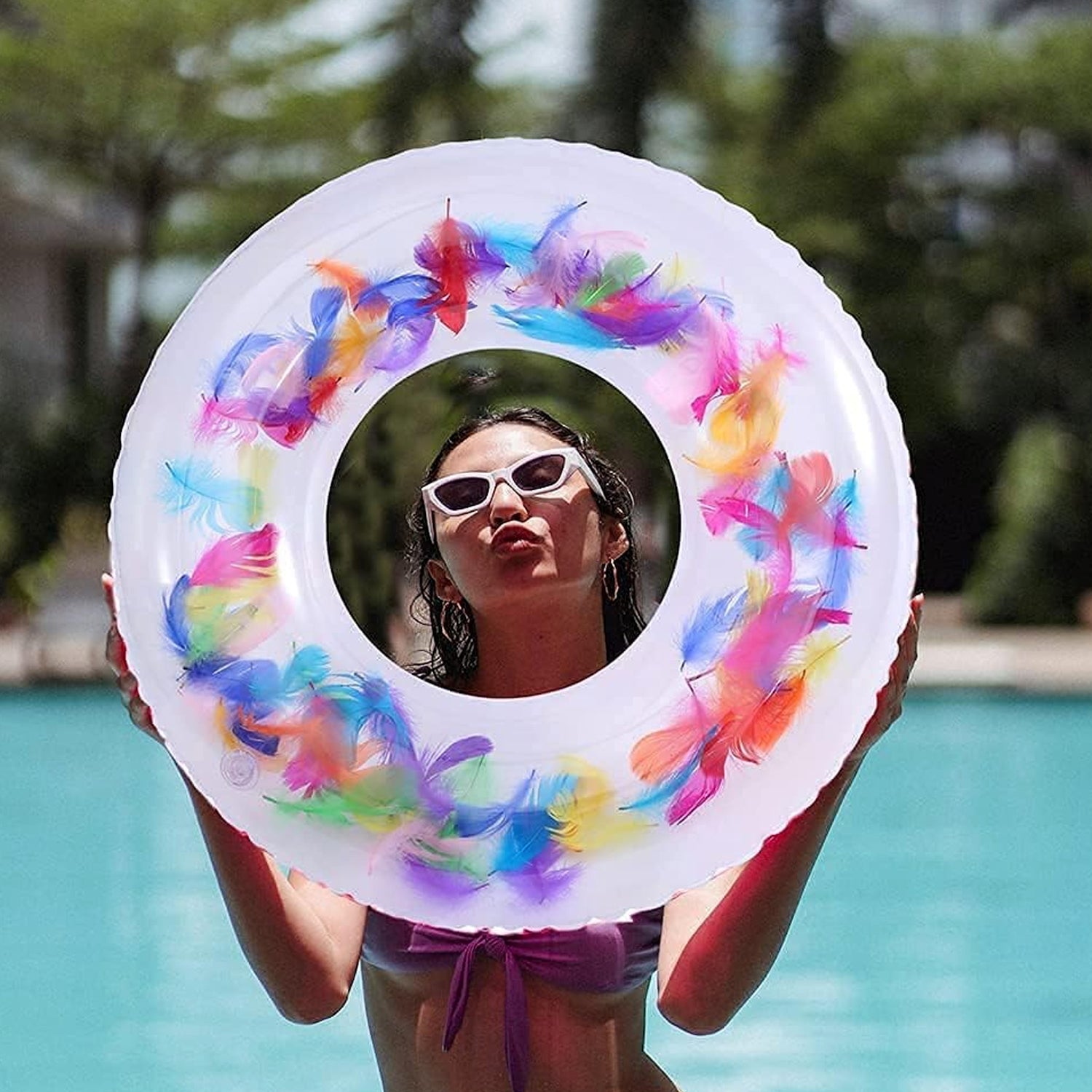 03_335b0154-699b-4700-8682-d51cc5aae098.jpg Swim Ring, For Adults, Conveniently Portable, Feathers, Swimming Ring, For Water Play, For Beaches, Swimming, Summer Vacation, Women's, Men's (1 Pc) - Image 3