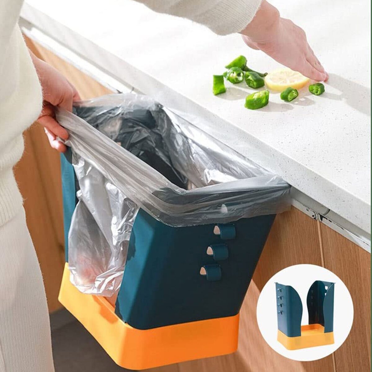 Expandable Trash Can (1 Pc): Plastic, Large Capacity, Kitchen & Bathroom - Image 3