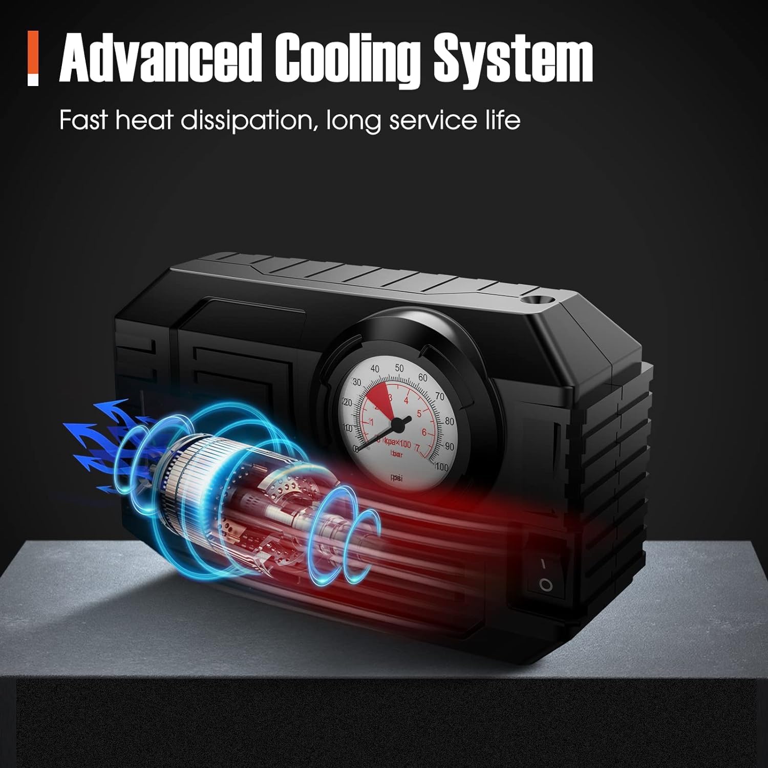 03_37899a10-5328-425f-aef9-34d390207ec5.jpg Tire Inflator Portable Air Compressor 12V Small Air Pump for Car Tires Bicycle Balloons, Cars, Bike, Bicycles and Other Inflatables with LED Light (12V) - Image 6