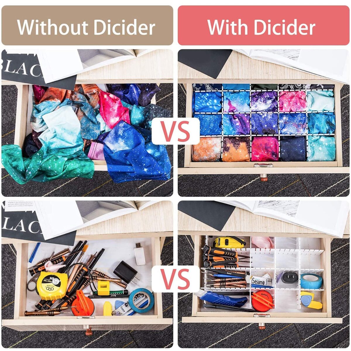 Adjustable Drawer Dividers (4 Pc Set): Organize Cabinets & Closets - Image 5