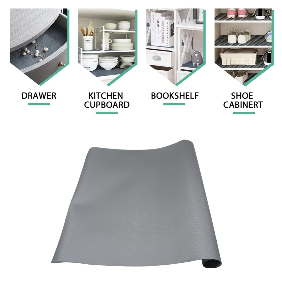 Multipurpose Anti-Slip Bathroom Kitchen Cabinet Drawer Shelf Mat Liner Sheets Roll, Fridge Mat, Table Mat Anti-Slip Super Strong Placement Mat for Fridge, Bathroom, Kitchen, Drawer, Shelf Liner (45cmx1.25m) - Image 5