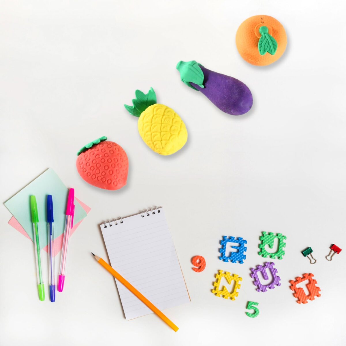 Mini Cute Veg & Fruit Erasers â€“ 3D Colorful Eraser Set for Kids (4 Pc) - Image 3
