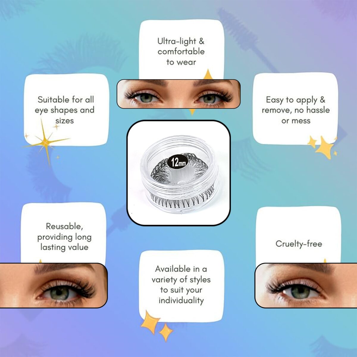 Artificial / Fake Eyelash Extensions Natural & Lightweight (1 Pc / 10 Mm) - Image 6
