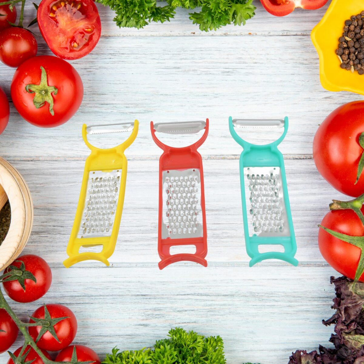 Kitchen 3 in 1 Multi Purpose Vegetable Peeler Grater Cutter for Food Preparation Kitchen 3 in 1 Multi Purpose Vegetable Peeler Grater Cutter for Food Preparation (12 Pc Set) - Image 3
