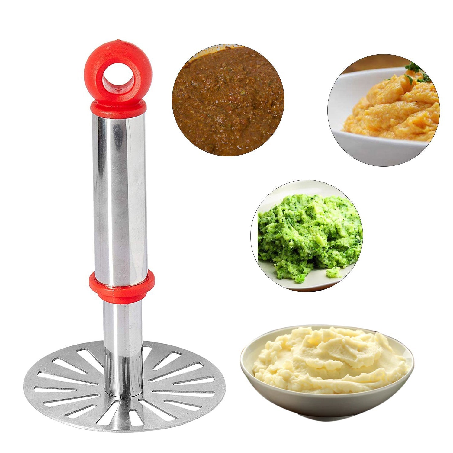 03_5f9815a4-0651-4f6a-96b8-2c1494b94af6.jpg Ganesh Potato / Pav Bhaji Masher with Plastic Handle, Silver & Plastic - Oval Pav Masher, Potato 1-Piece, Smasher Handle, Multicolor - Image 1