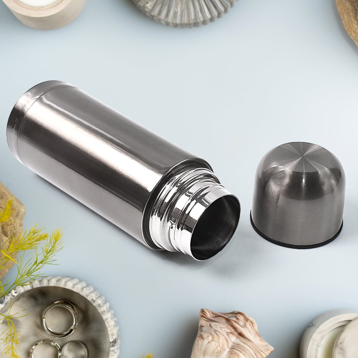 Stainless Steel  Hot And Cold Water Bottle With Push-down Lid (350ml) - Image 6