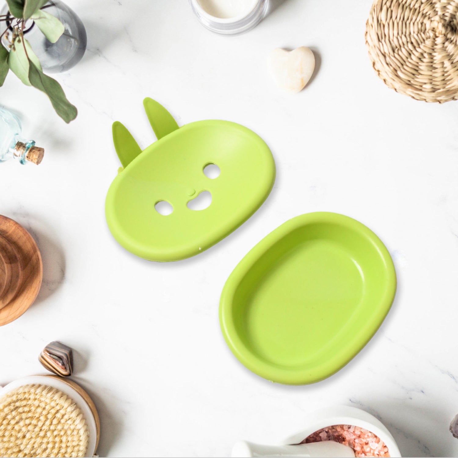 03_65479ea3-7b60-4fba-a621-f647abb468b3.jpg Soap Box Drain soap Box Cute Rabbit Shape Double soap Bowl Box Plastic Rack Storage Rack Bathroom Toilet Storage Box - Image 5