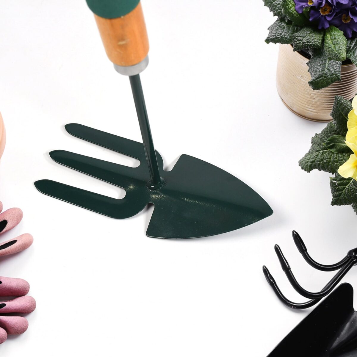 2 IN 1 DOUBLE HAND HOE GARDENING TOOL WITH WOODEN HANDLE - Image 5
